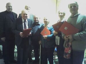 v.l.n.r.: Gregor Amann, Franz Vogtmann, Roger Podstatny, Rudolf Kowalski, Erna Stock, Gisela Ronnisch und Martin Bussian